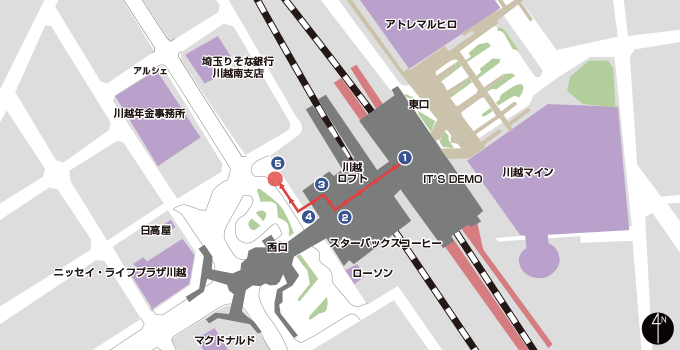 川越駅西口 7番のりばの地図