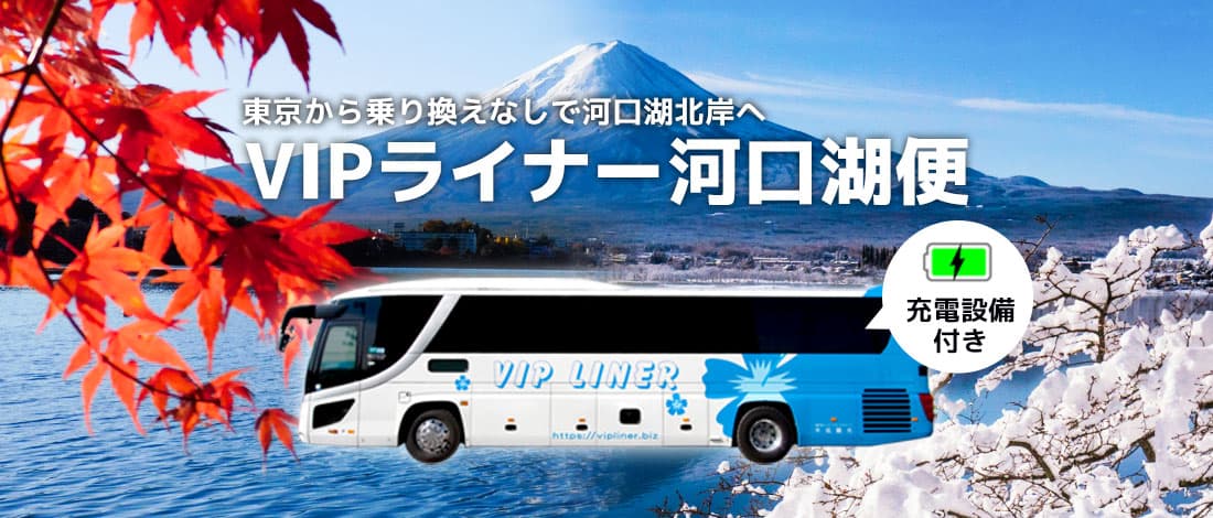 東京から乗り換えなしで河口湖北岸へ VIPライナー河口湖便