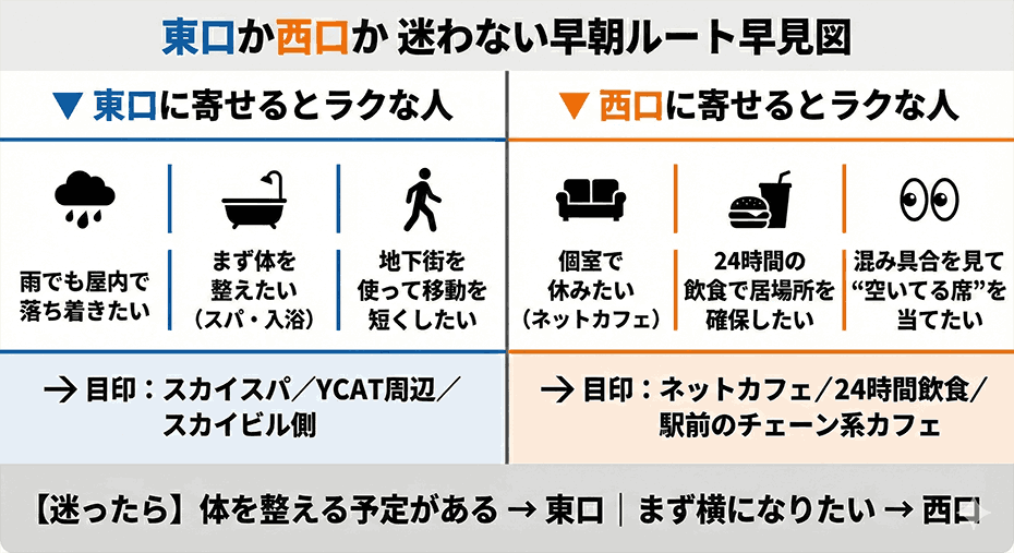 横浜駅で迷わない!早朝ルート早見図
