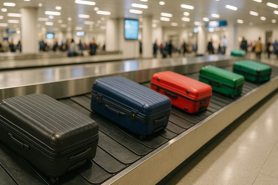 空港にて荷物受け取り