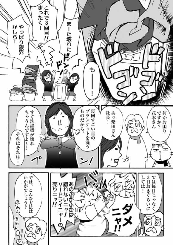 マンガ「ネコ社長がゆく～」 第14話「ふかふかブランケット」の巻 1ページ
