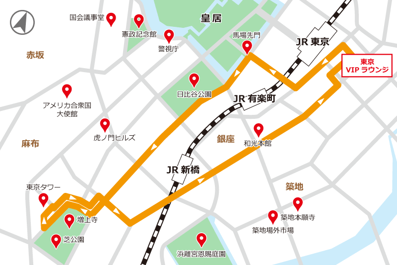 東京タワー・銀座コース MAP