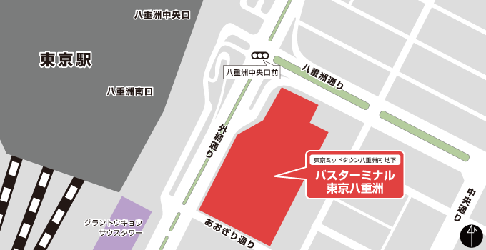 バスターミナル東京八重洲の地図