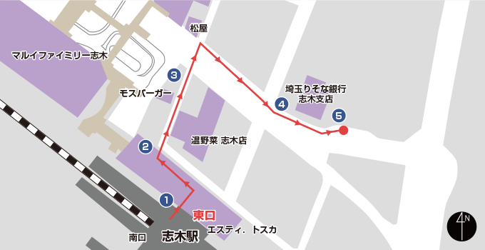 志木駅入口 バスのりば（埼玉りそな志木支店前）の地図