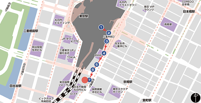 東京駅 八重洲口鍛冶橋駐車場の地図