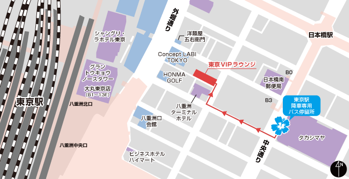 東京駅八重洲口【降車専用】の地図